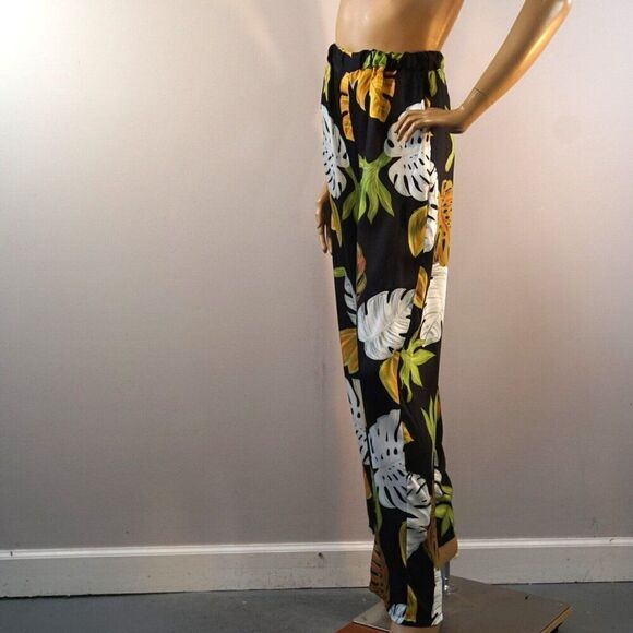 Tropical Palm Leaf Print Wide Leg Trousers Altamira Milano Made In Italy Sz M - Picture 4 of 7